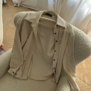 Ribbed oversized button down